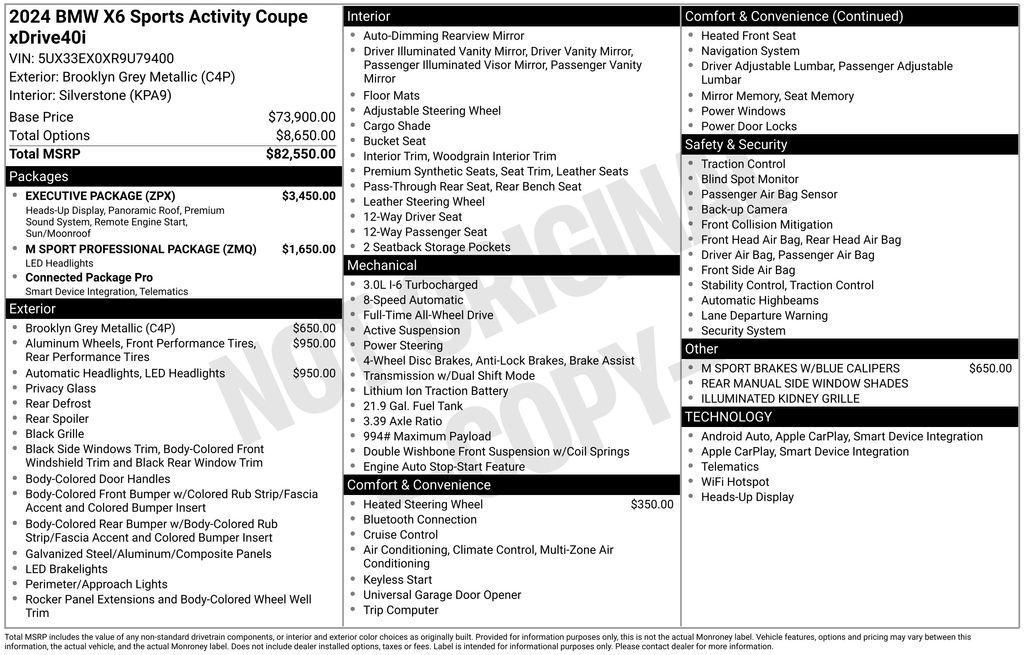 used 2024 BMW X6 car, priced at $64,950