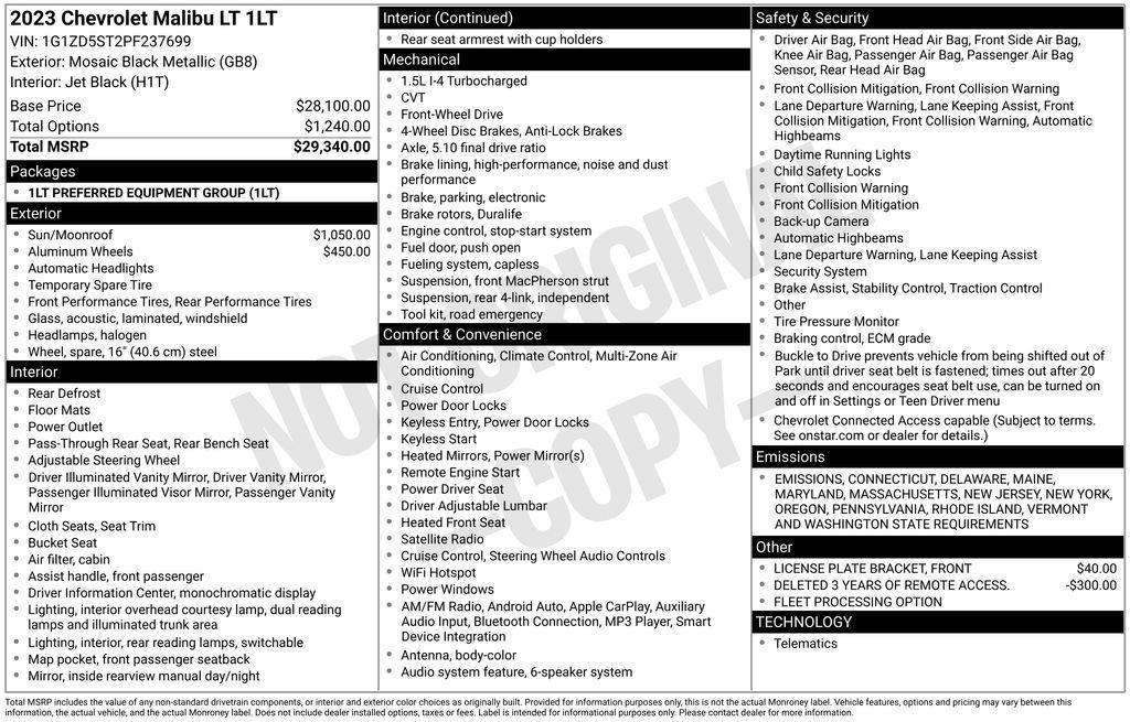 used 2023 Chevrolet Malibu car, priced at $17,950