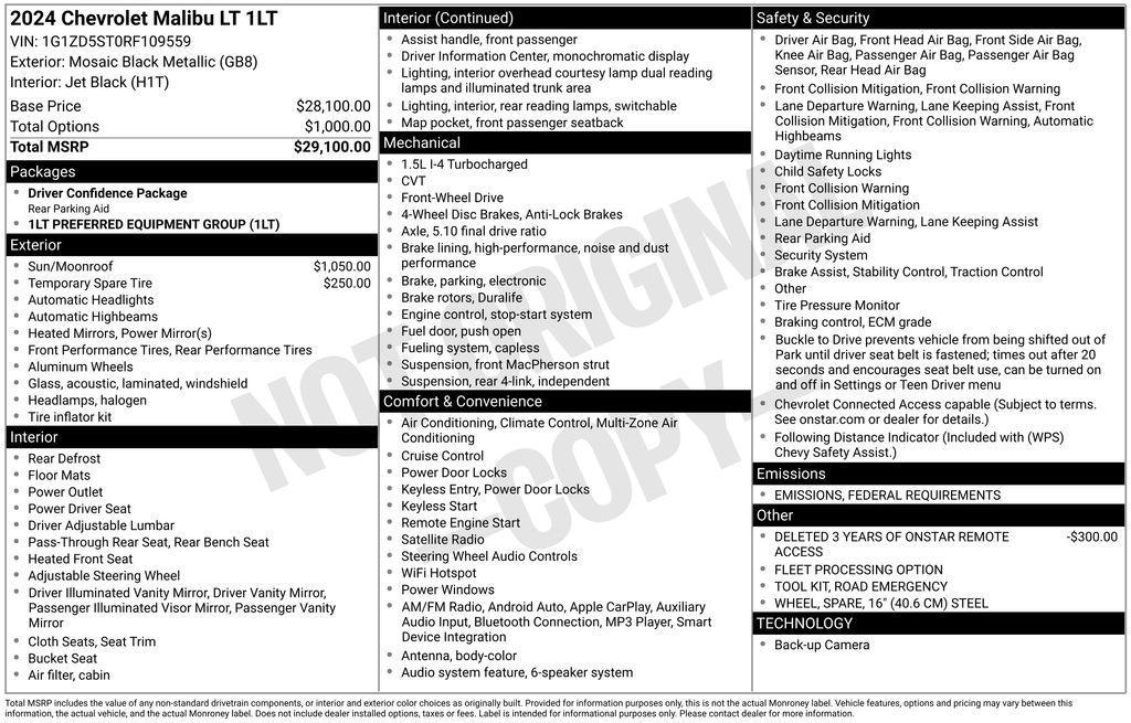 used 2024 Chevrolet Malibu car, priced at $18,950