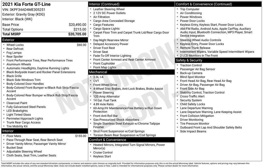 used 2021 Kia Forte car, priced at $18,375