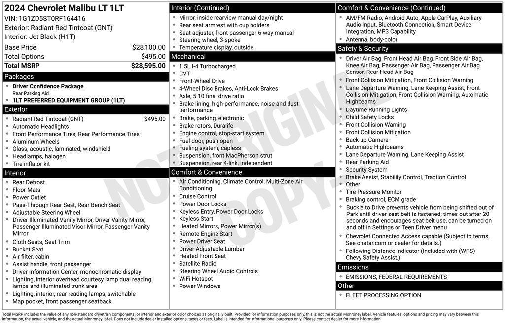 used 2024 Chevrolet Malibu car, priced at $18,990