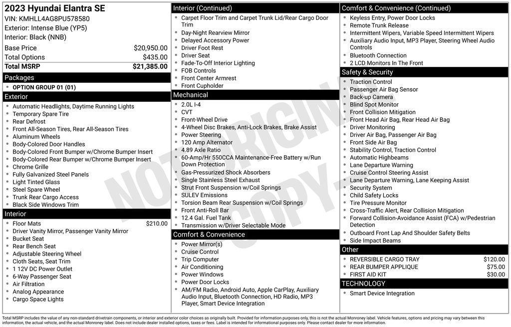 used 2023 Hyundai Elantra car, priced at $18,650