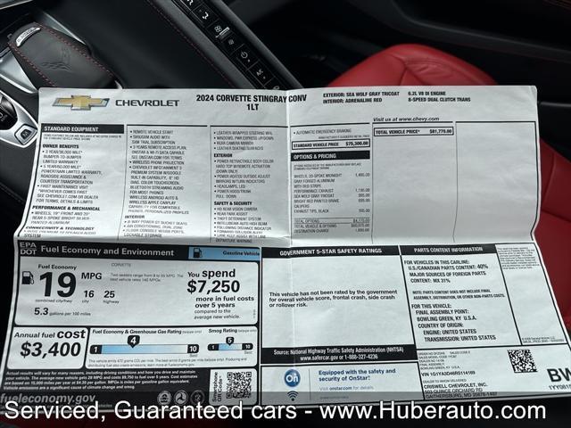 used 2024 Chevrolet Corvette car, priced at $71,770