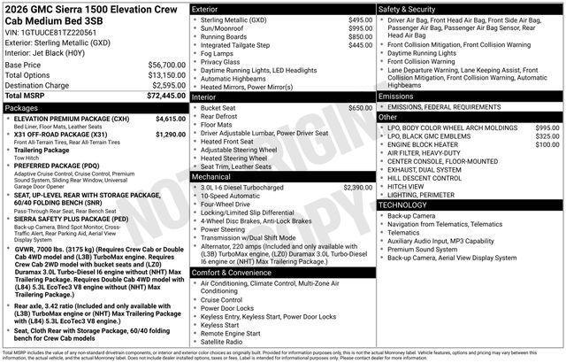 new 2026 GMC Sierra 1500 car, priced at $64,642