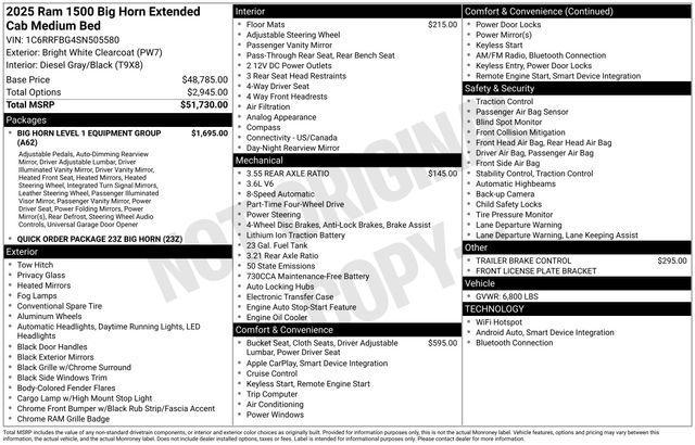 used 2025 Ram 1500 car, priced at $37,995