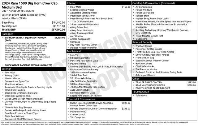 used 2024 Ram 1500 car, priced at $40,989