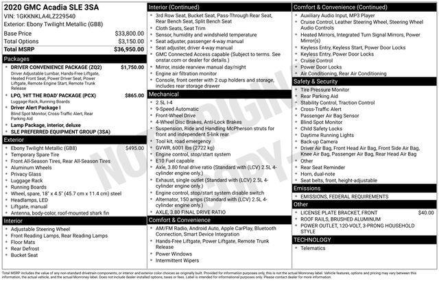 used 2020 GMC Acadia car, priced at $17,889
