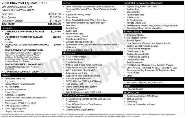 used 2020 Chevrolet Equinox car, priced at $14,995