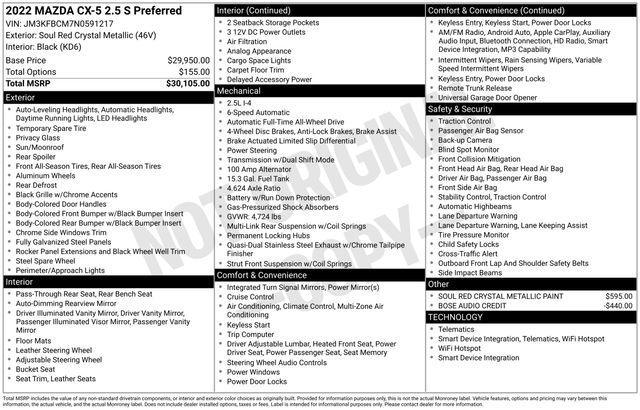 used 2022 Mazda CX-5 car, priced at $22,495