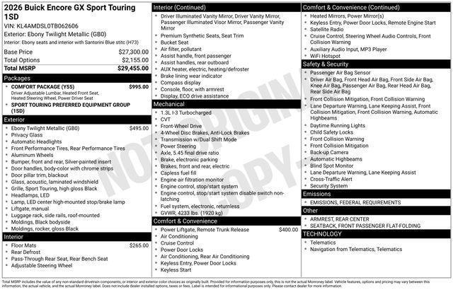 new 2026 Buick Encore GX car, priced at $31,250