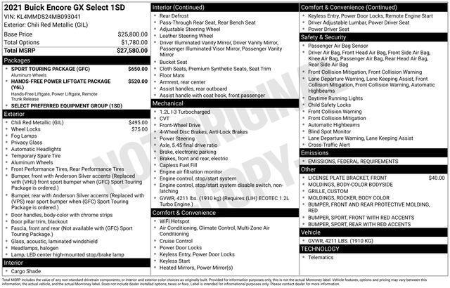 used 2021 Buick Encore GX car, priced at $18,995