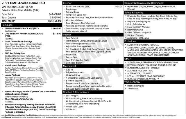 used 2021 GMC Acadia car, priced at $29,495