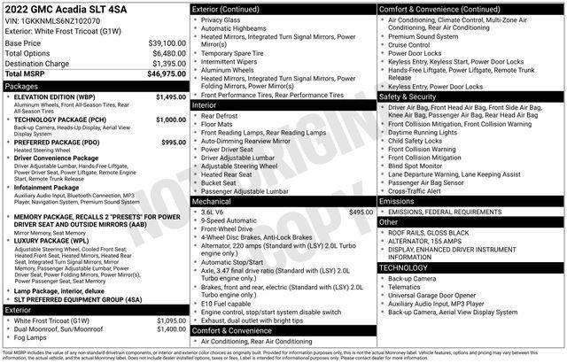 used 2022 GMC Acadia car, priced at $21,995