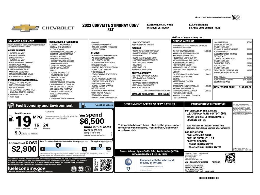 used 2023 Chevrolet Corvette car, priced at $79,989