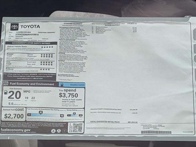 new 2024 Toyota Tundra Hybrid car, priced at $74,825
