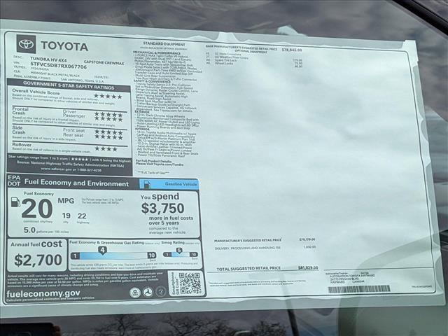 new 2024 Toyota Tundra Hybrid car, priced at $74,447
