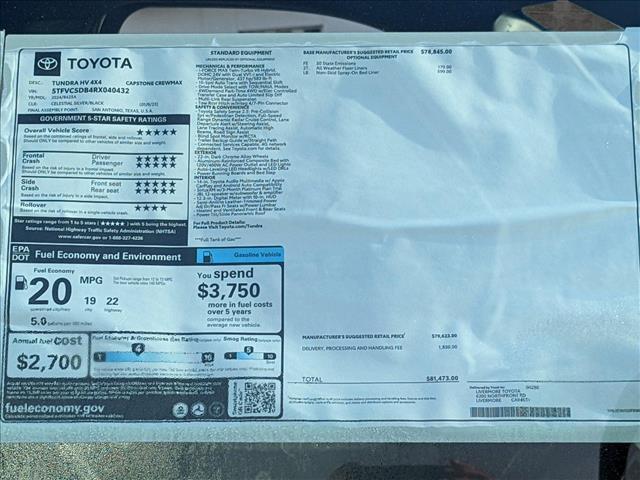 new 2024 Toyota Tundra Hybrid car, priced at $74,889