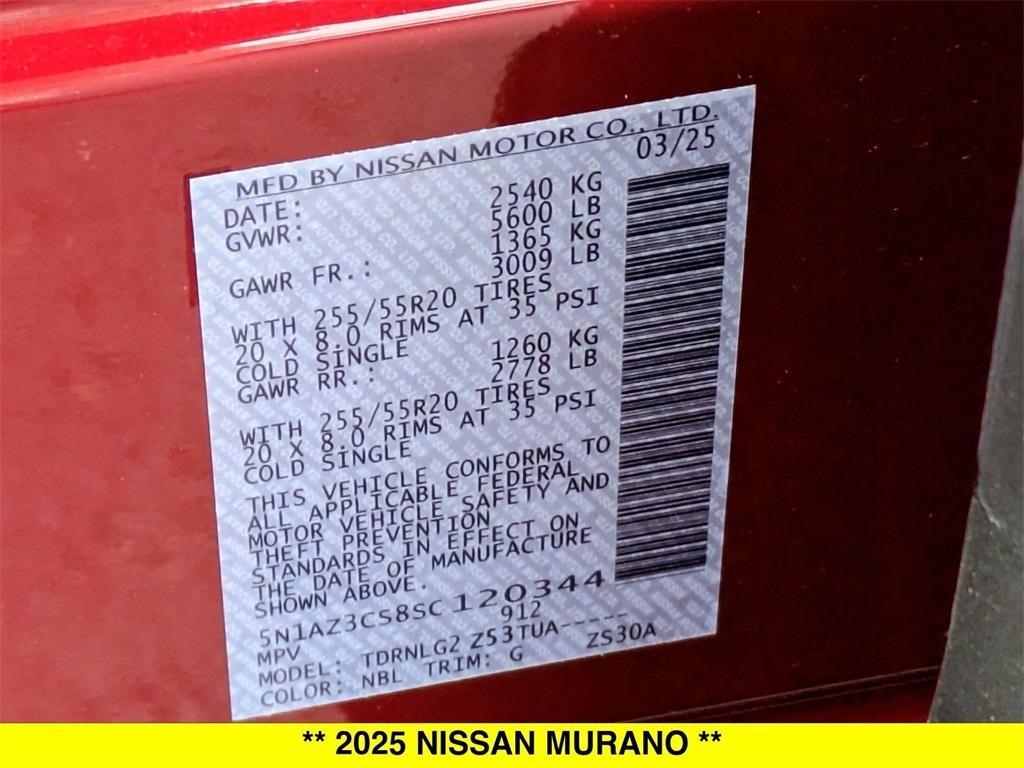 new 2025 Nissan Murano car, priced at $45,121