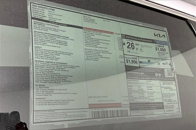 new 2026 Kia Sorento car, priced at $37,565