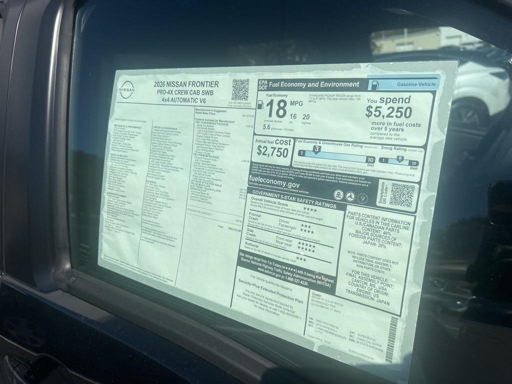 new 2026 Nissan Frontier car, priced at $50,010