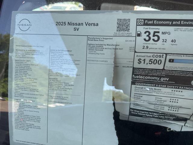 new 2025 Nissan Versa car, priced at $22,295