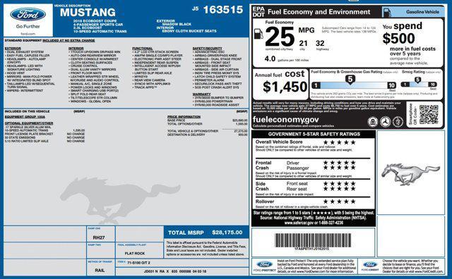 used 2018 Ford Mustang car, priced at $19,441