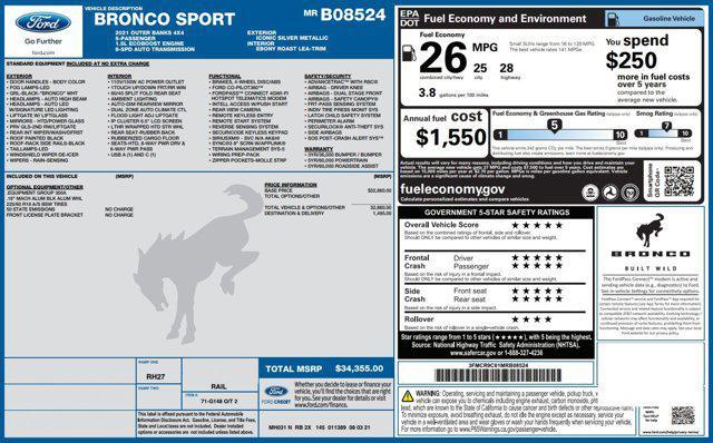 used 2021 Ford Bronco Sport car, priced at $20,477