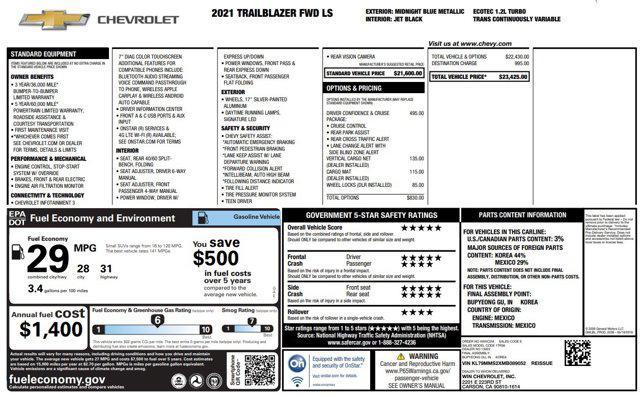 used 2021 Chevrolet TrailBlazer car, priced at $14,493