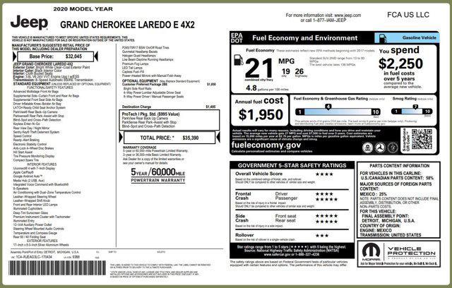 used 2020 Jeep Grand Cherokee car, priced at $16,909
