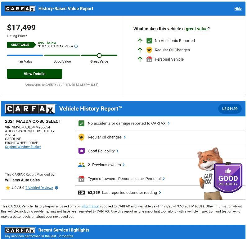 used 2021 Mazda CX-30 car, priced at $16,999