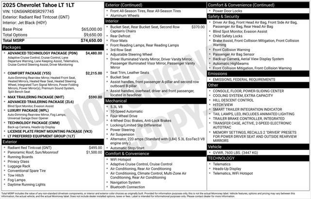 new 2025 Chevrolet Tahoe car, priced at $73,845