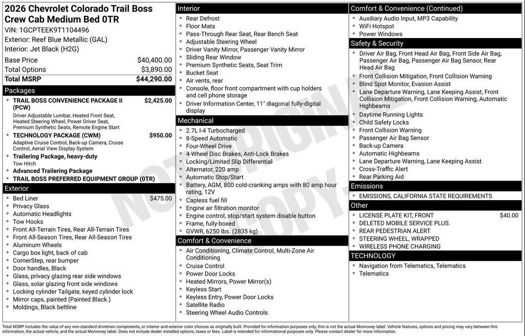 new 2026 Chevrolet Colorado car, priced at $43,025