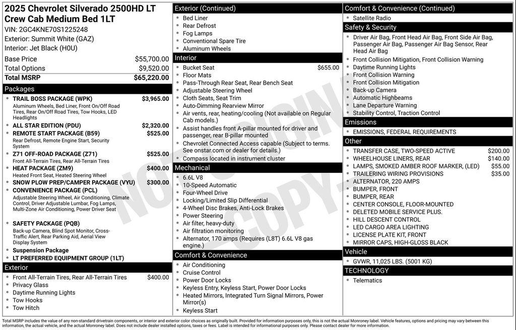 new 2025 Chevrolet Silverado 2500 car, priced at $60,020