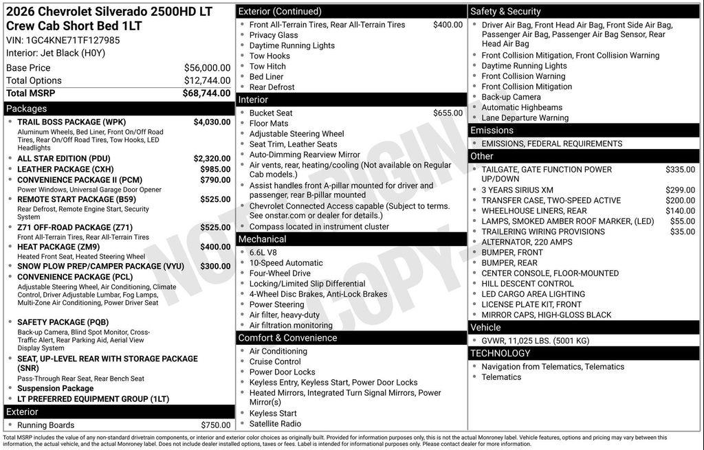 new 2026 Chevrolet Silverado 2500 car, priced at $63,707