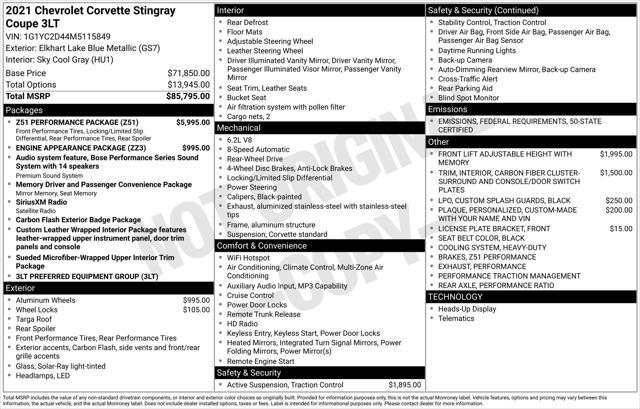 used 2021 Chevrolet Corvette car, priced at $66,477