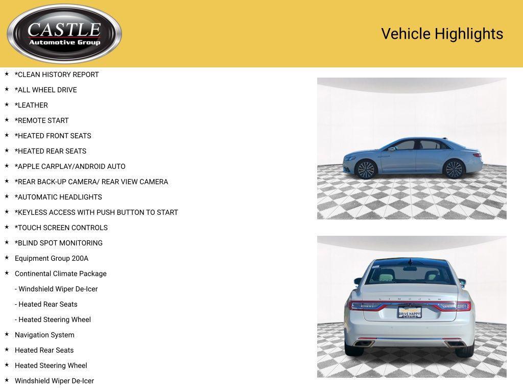 used 2019 Lincoln Continental car, priced at $27,794