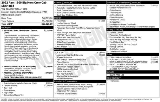 used 2022 Ram 1500 car, priced at $40,060