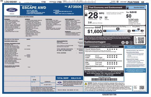 used 2023 Ford Escape car, priced at $26,076