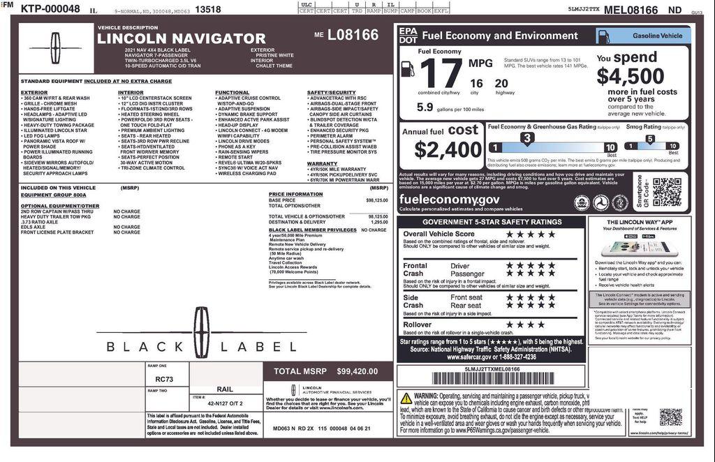 used 2021 Lincoln Navigator car, priced at $49,555