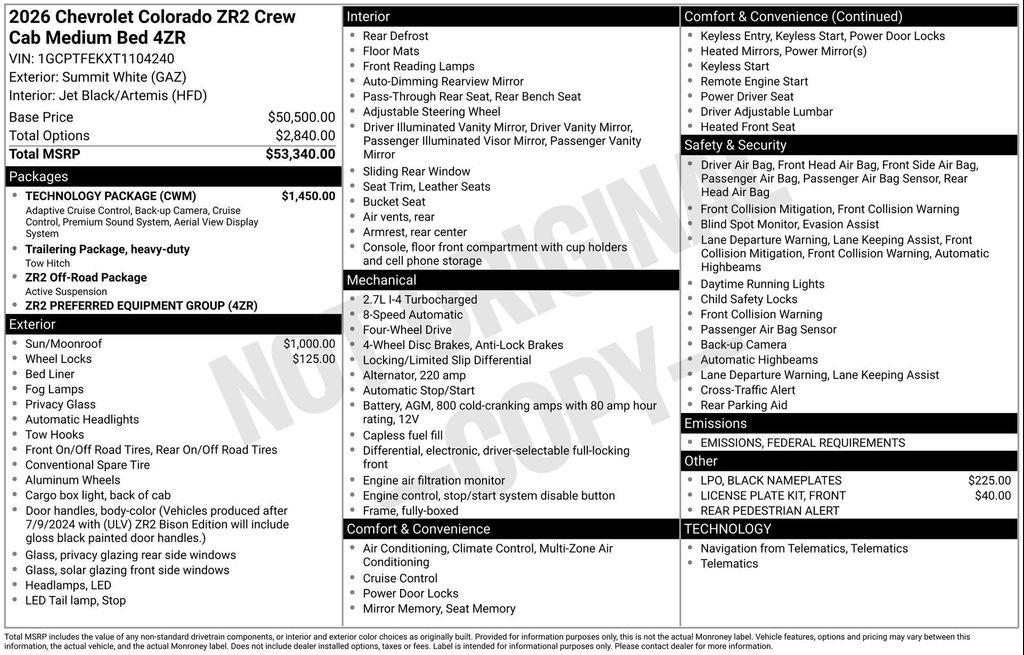 new 2026 Chevrolet Colorado car, priced at $51,956