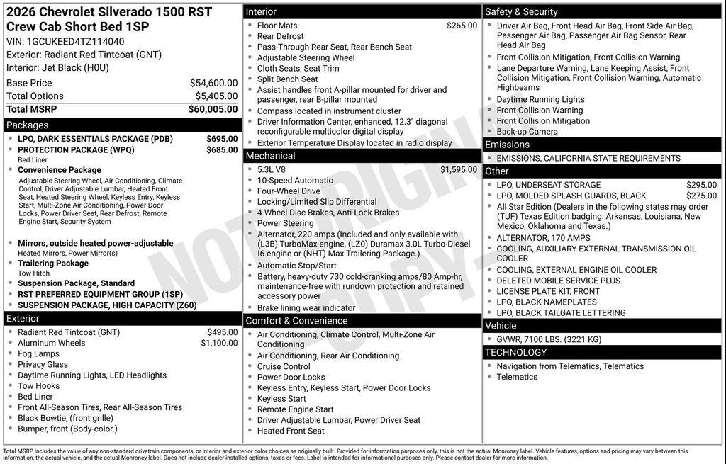 new 2026 Chevrolet Silverado 1500 car, priced at $54,592