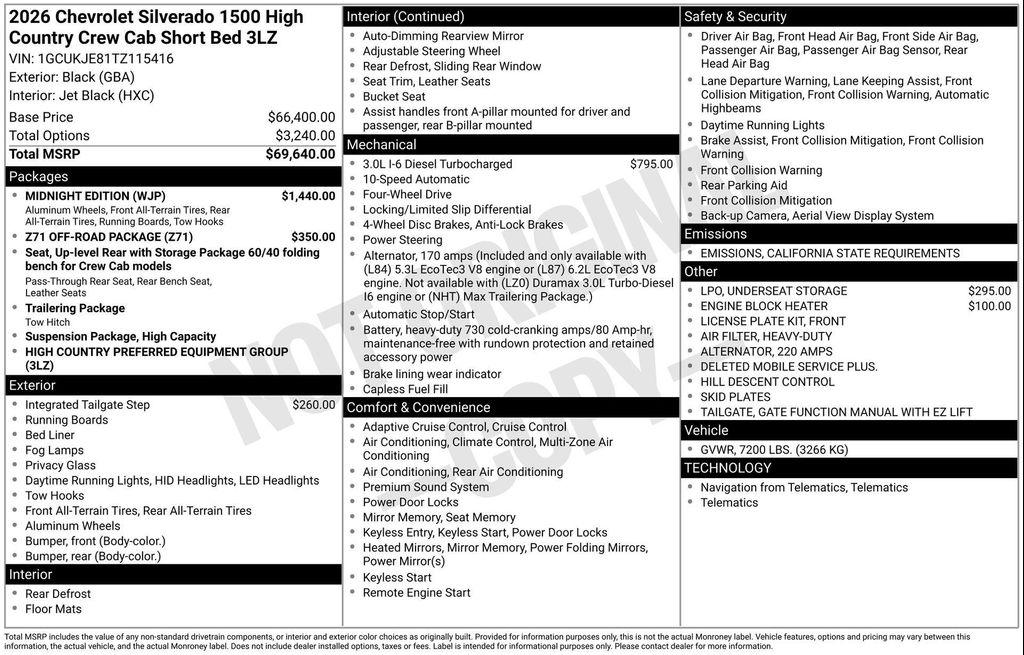 new 2026 Chevrolet Silverado 1500 car, priced at $64,326
