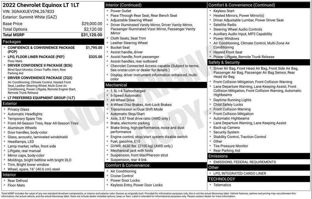 used 2022 Chevrolet Equinox car, priced at $23,154