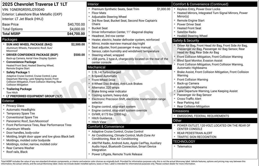 new 2025 Chevrolet Traverse car, priced at $42,604