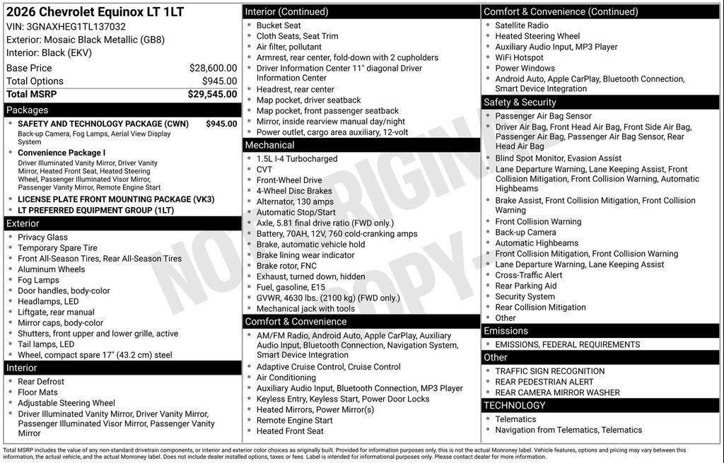 new 2026 Chevrolet Equinox car, priced at $28,467