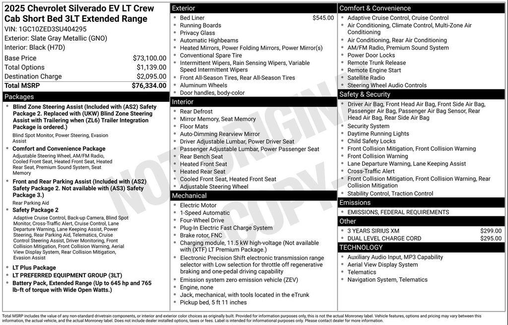 new 2025 Chevrolet Silverado EV car, priced at $64,334