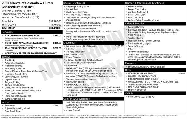 used 2020 Chevrolet Colorado car, priced at $24,994