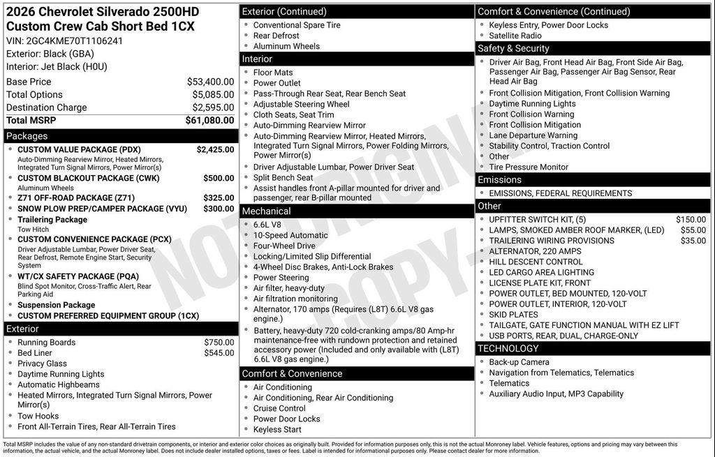 new 2026 Chevrolet Silverado 2500 car, priced at $54,304