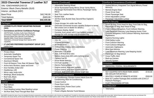 used 2023 Chevrolet Traverse car, priced at $34,304