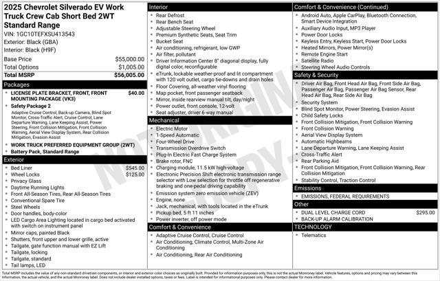 new 2025 Chevrolet Silverado EV car, priced at $54,060